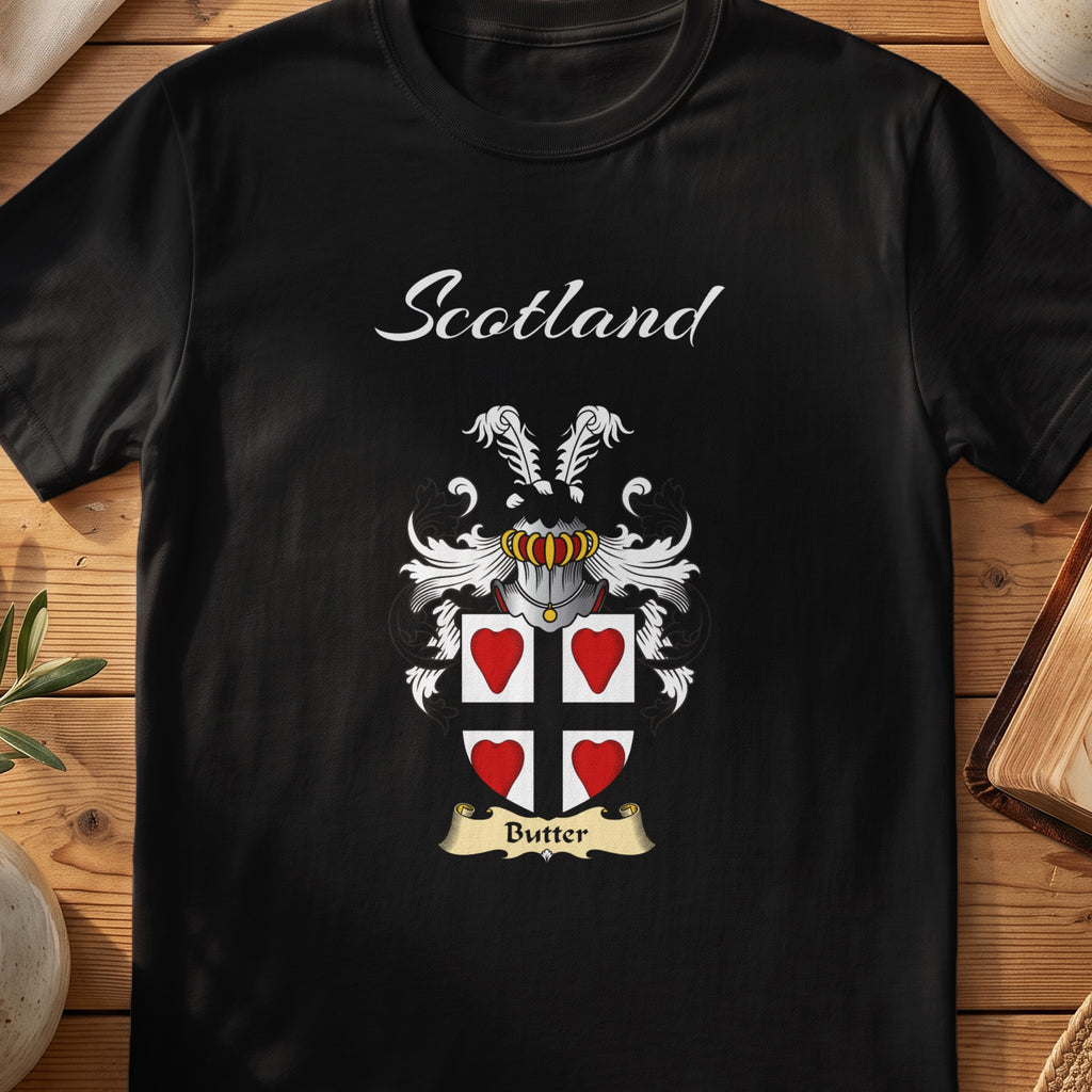 Butter Scottish family shield T-shirt in Black