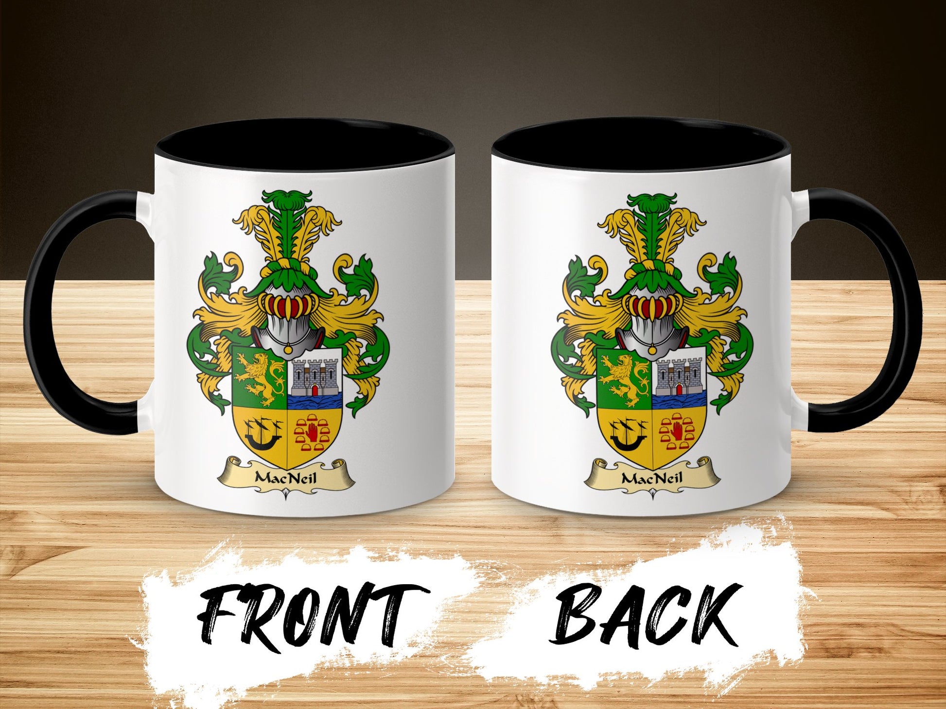 MacNeil Family Crest Emblem Display Coffee Mug - Living Stone Gifts