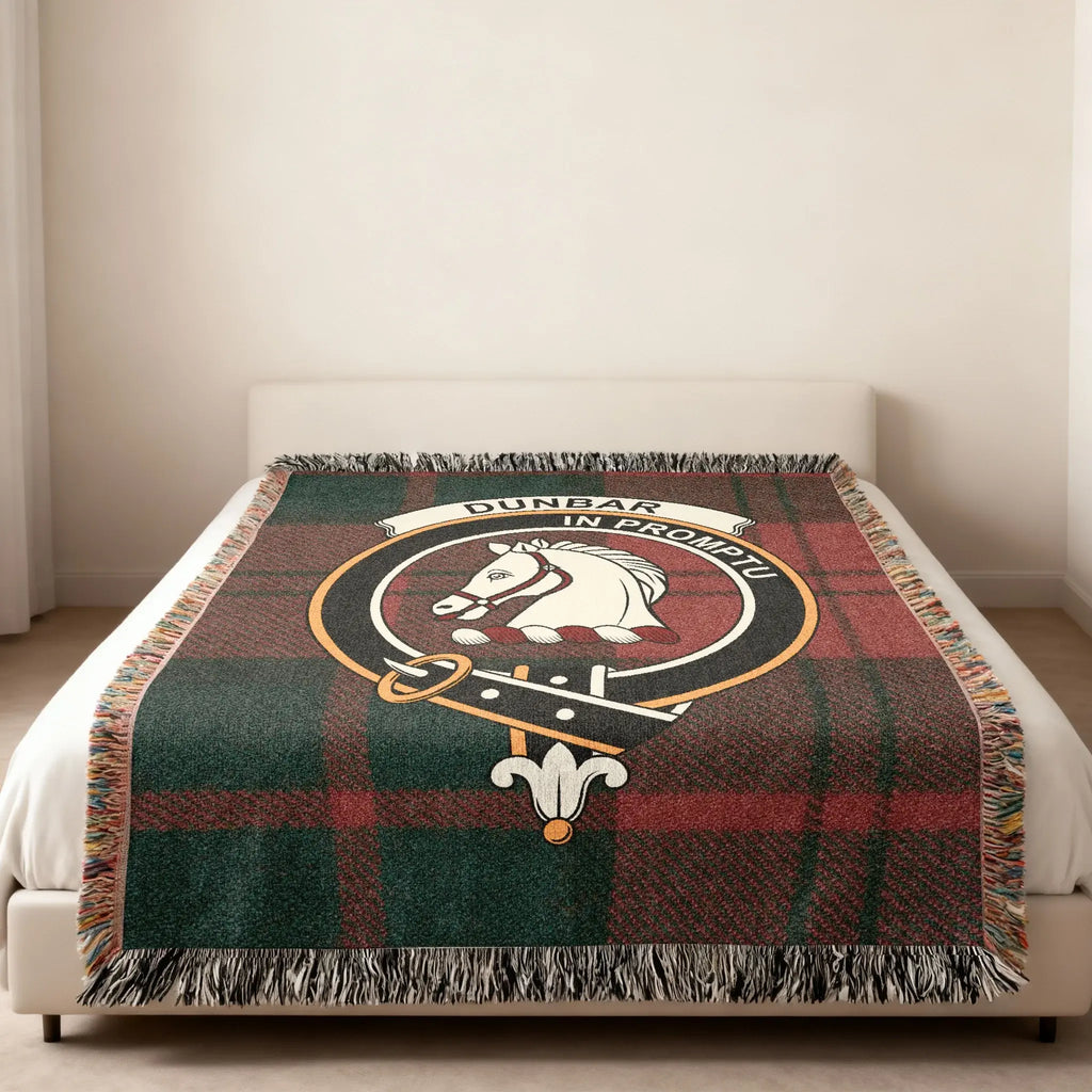 Dunbar tartan woven blanket — 80x60 size, heirloom cotton construction, full view