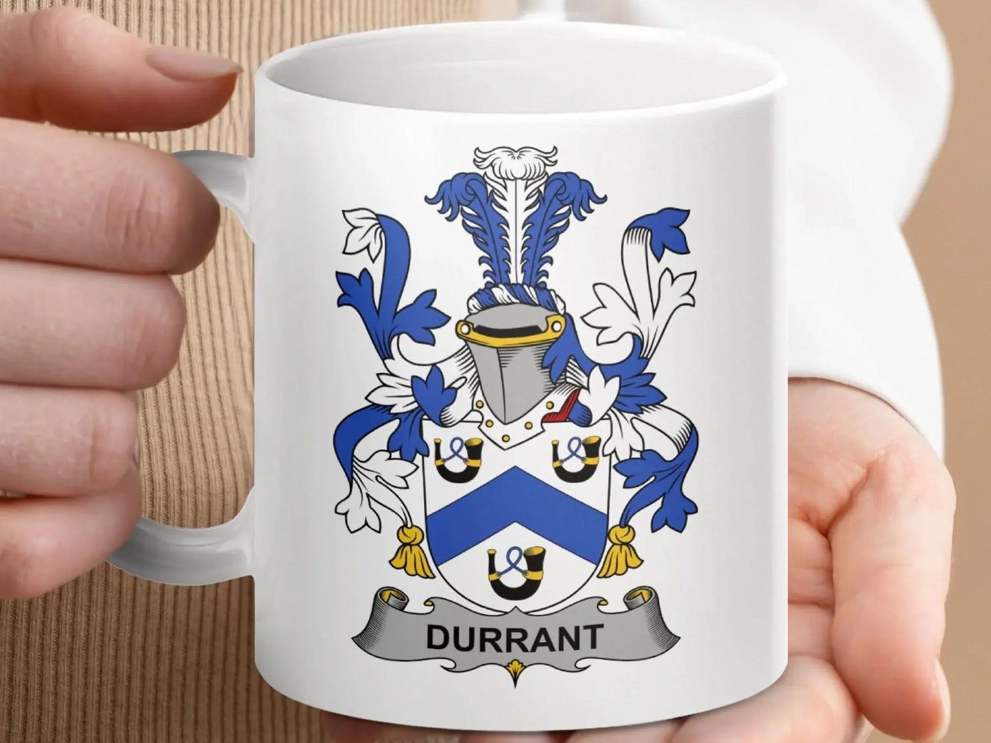 Durrant Surname Irish Family Crest Mug - Celtic Ancestry Gifts