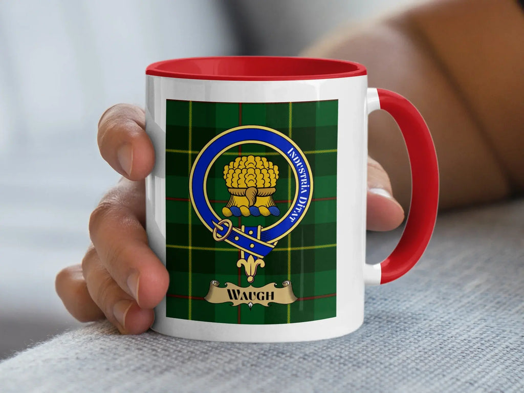 Waugh family crest ceramic mug for everyday coffee and tea