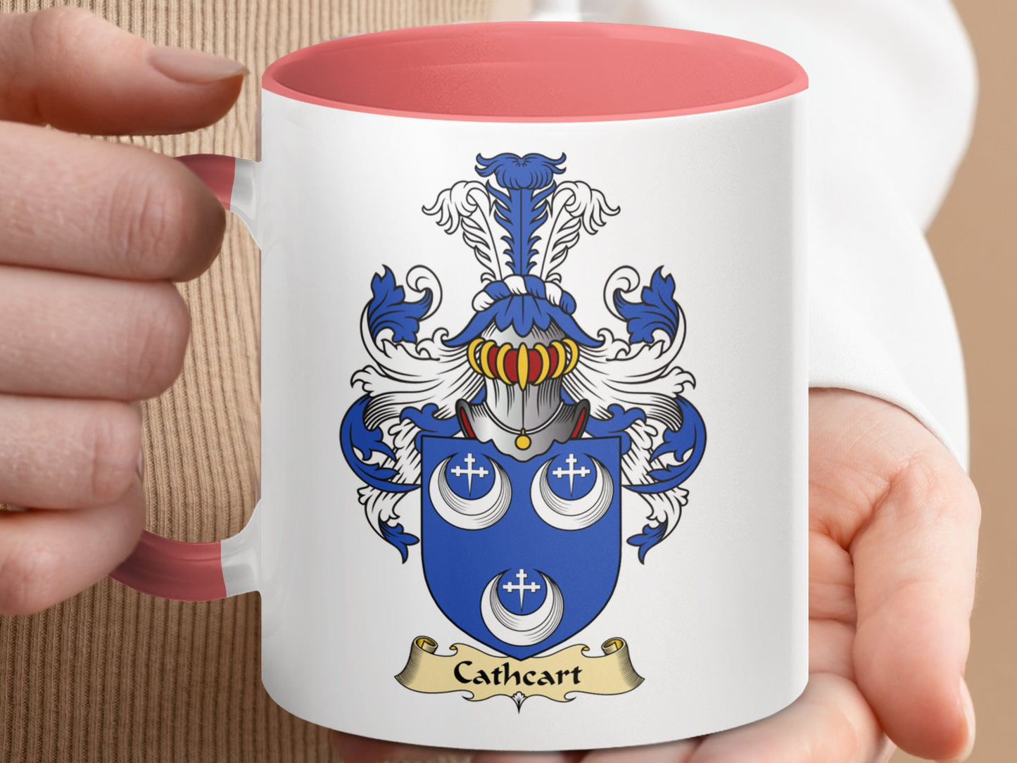 Clan Cathcart Scottish Coat of Arms Accent Coffee Mug - Living Stone Gifts