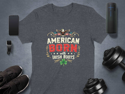 American Born with Irish Roots Graphic Design T-Shirt - Living Stone Gifts