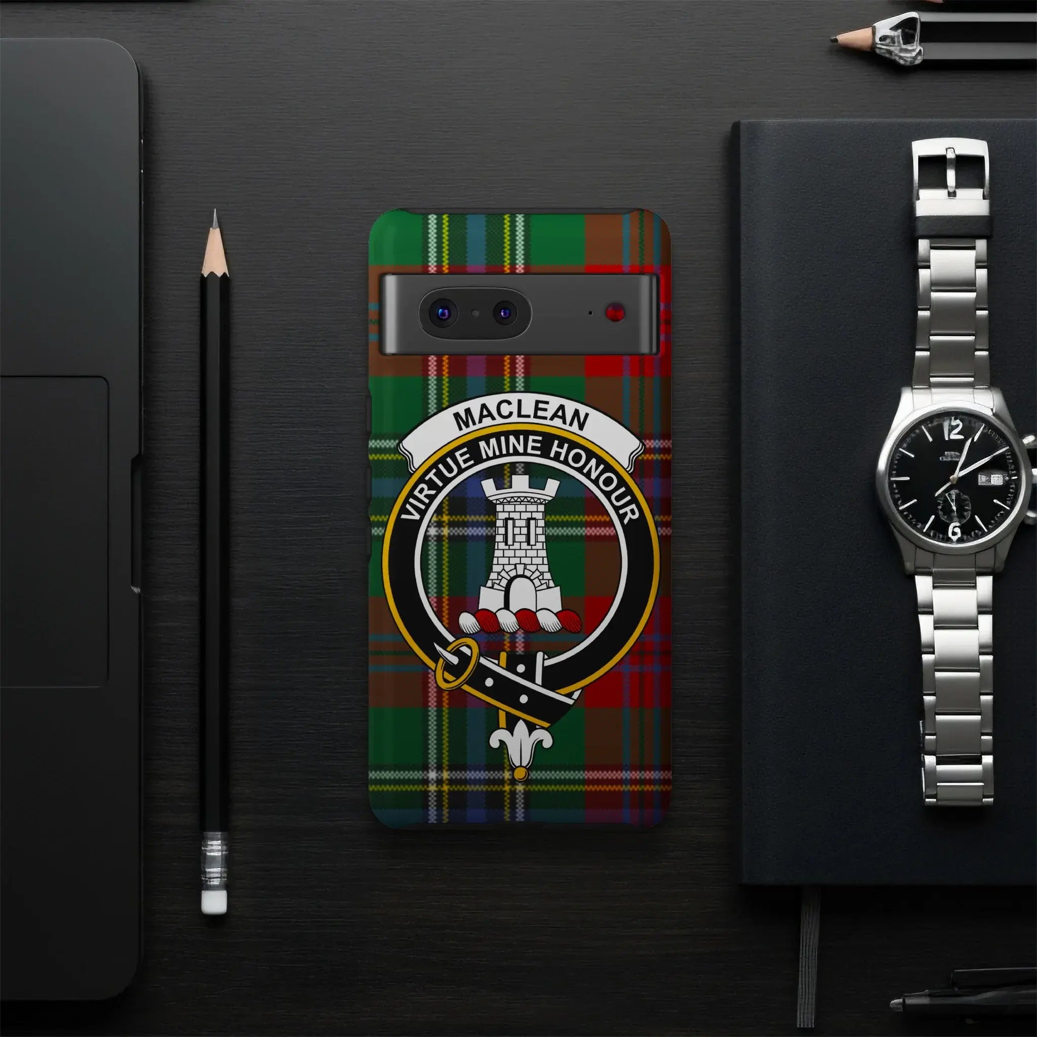 MacLean Virtue Mine Honour clan crest smartphone case — slim profile, precise port cutouts