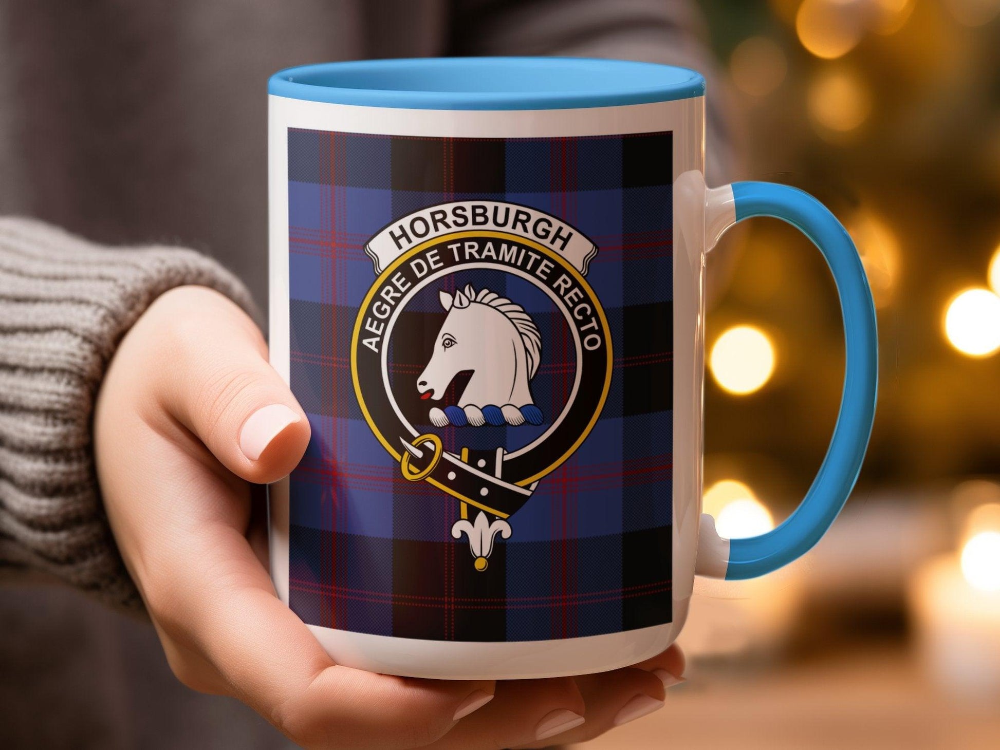 Horsburgh Clan Tartan Crest Plaid Pattern Coffee Mug - Living Stone Gifts