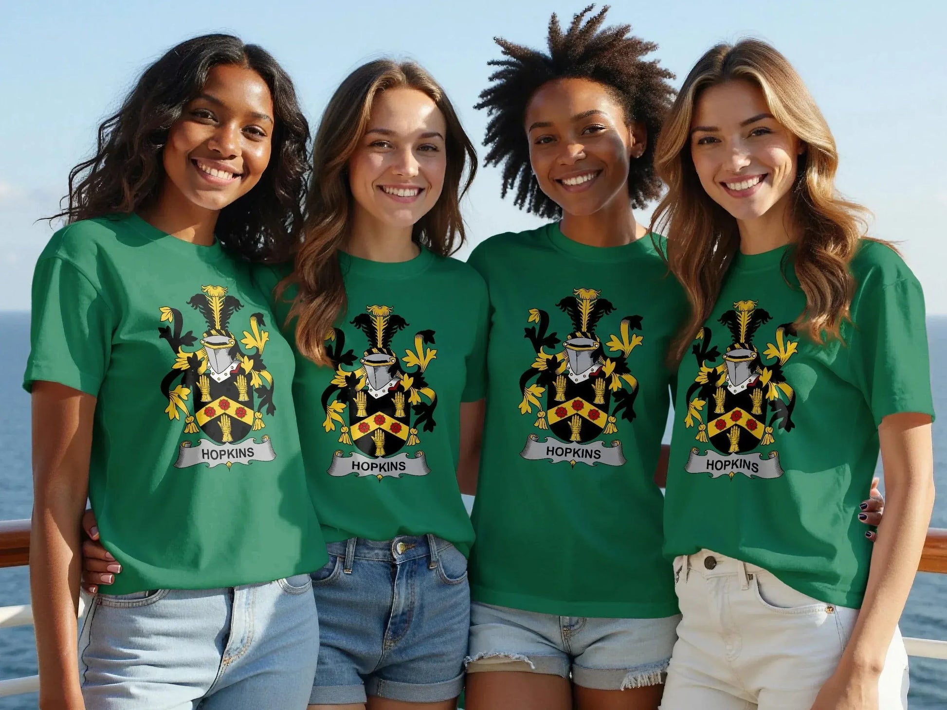 Green Hopkins Family Crest Design T-shirt product