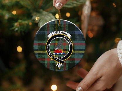 Clelland Clan Tartan Non Sibi Christmas Ornament product