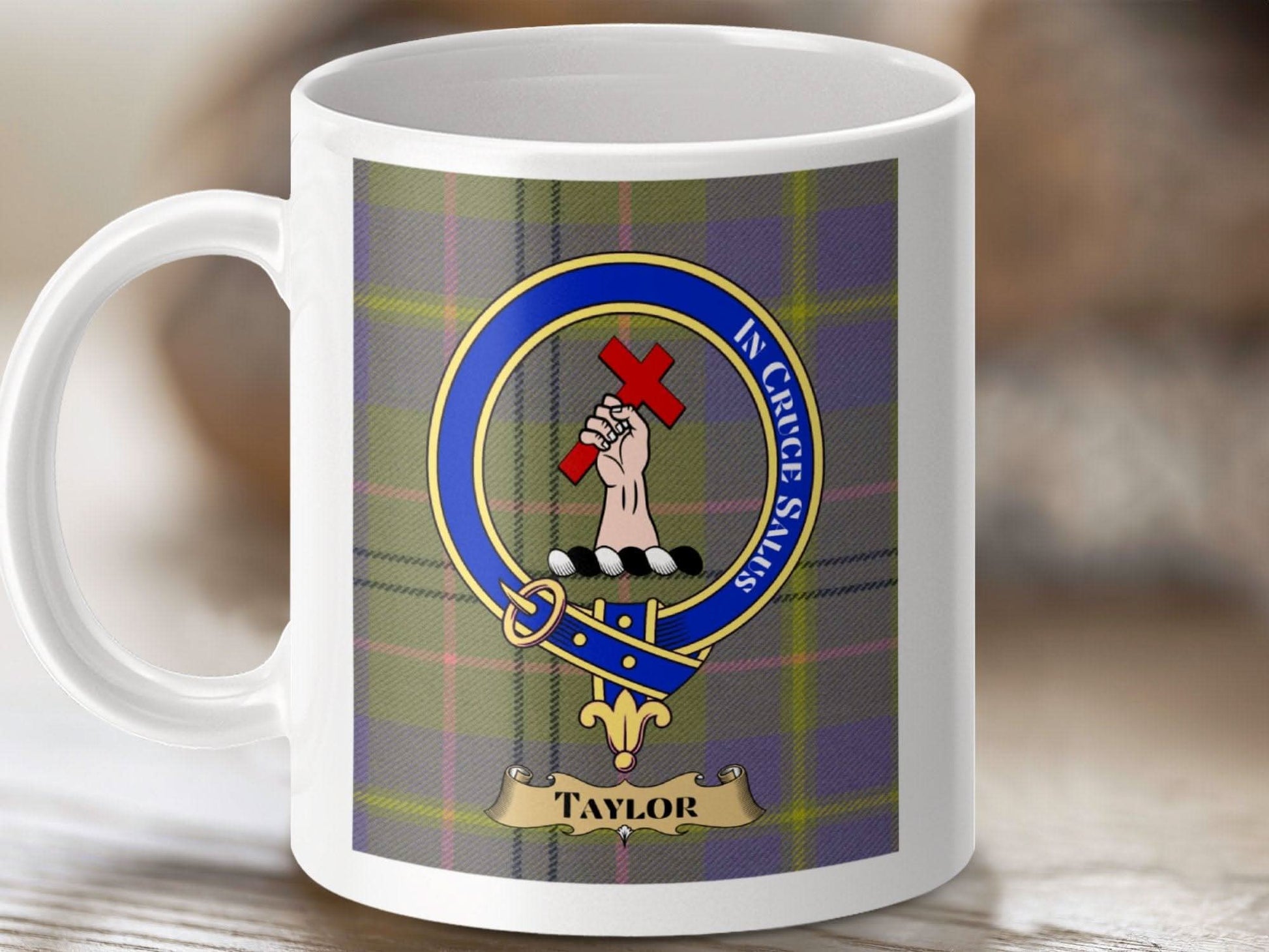 In Cruce Salus Taylor Family Crest Mug product