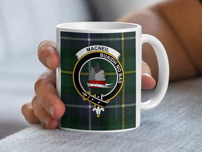 MacNeil Clan Crest BUAIDH NO BAS Custom Coffee Mug - Living Stone Gifts