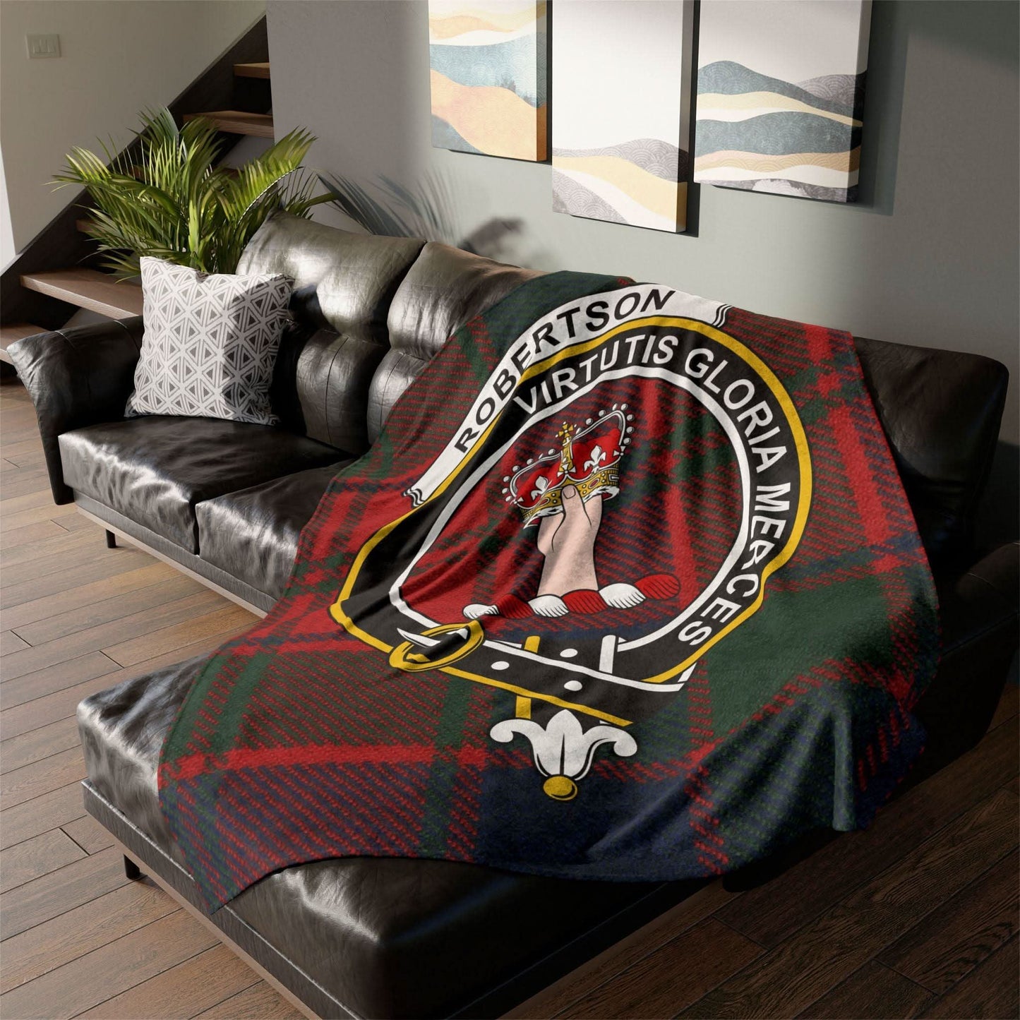 Robertson Clan Tartan Blanket – Scottish Crest Throw - Celtic Ancestry Gifts