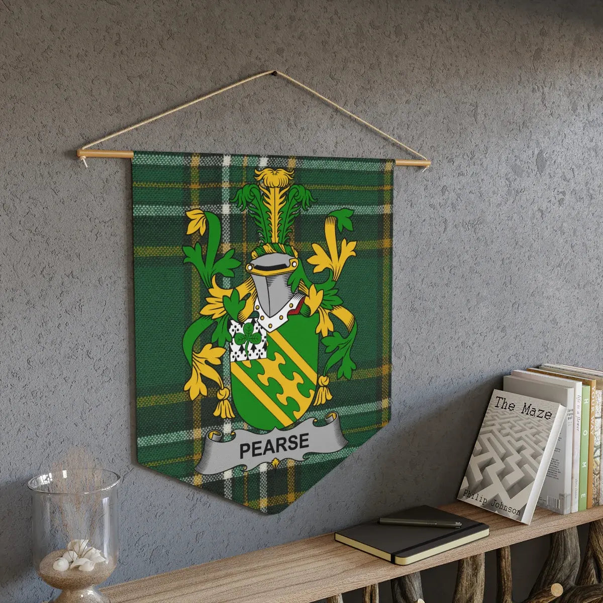 Pearse Family Crest Plaid Banner Wall Hanging product type