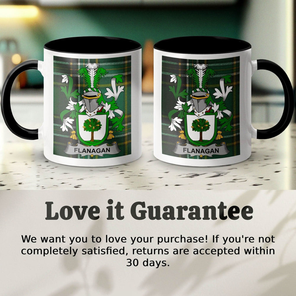 Flanagan Family Crest Irish National Tartan Mug - Celtic Ancestry Gifts