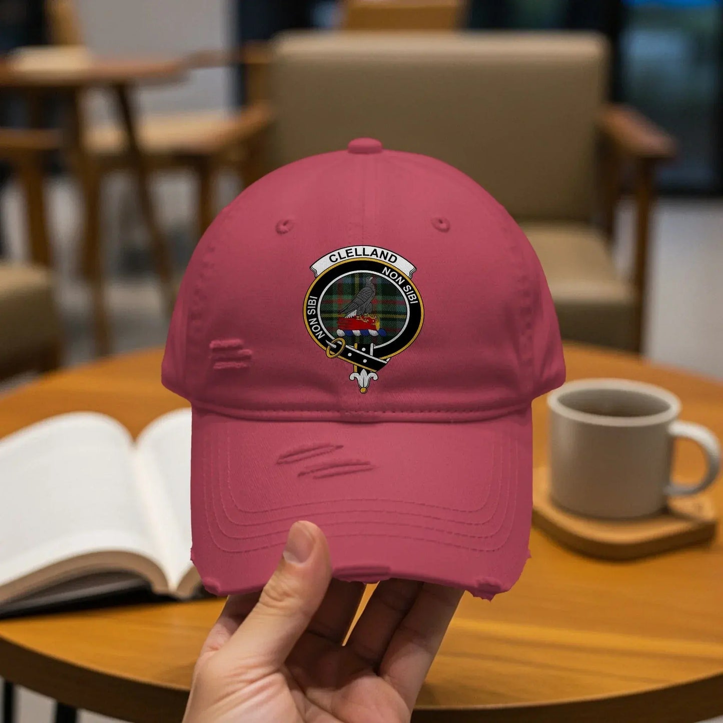 Distressed Pink Hat with Embroidered Patch product type