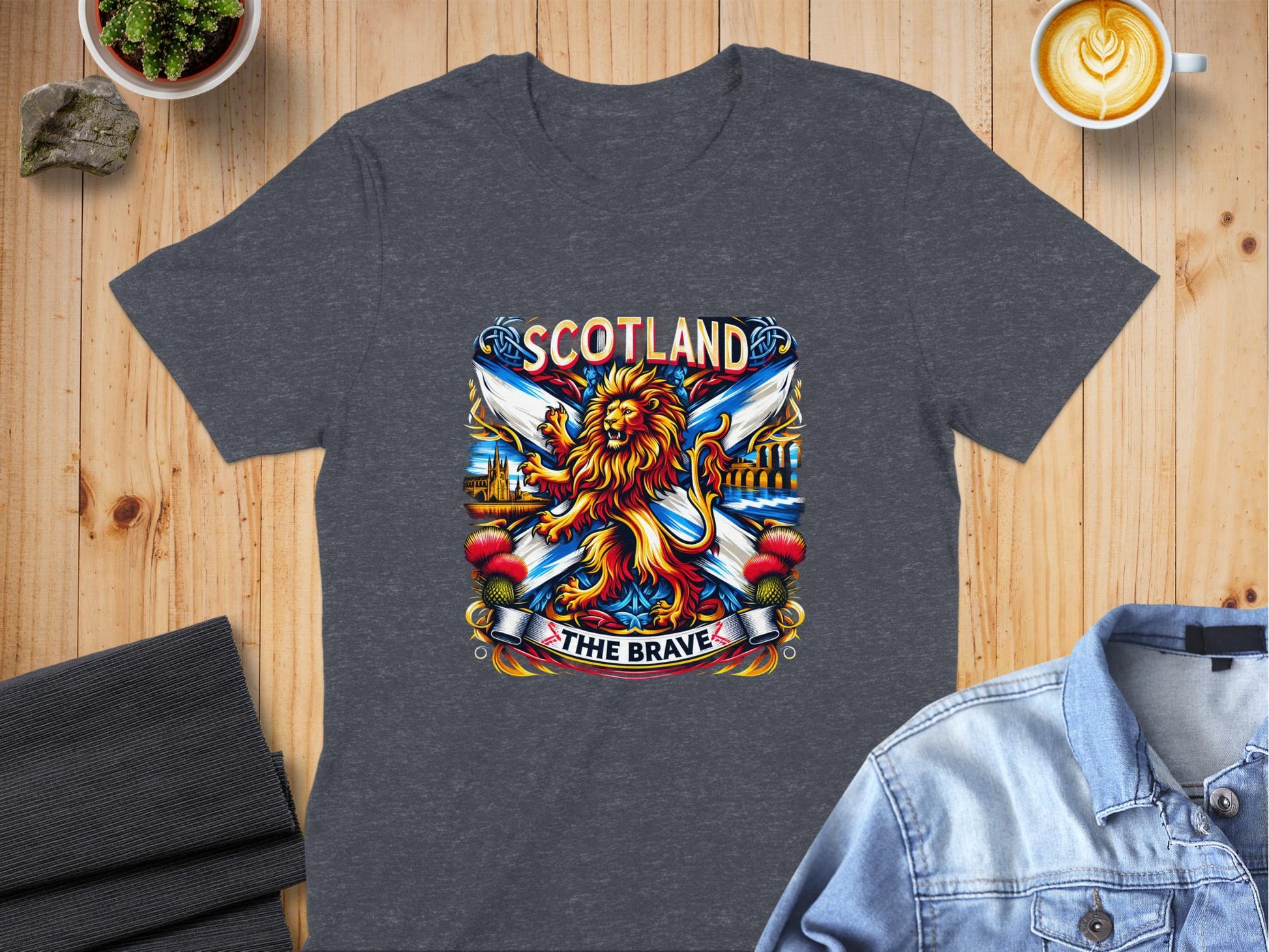 Proud Scotland The Brave Roaring Lion Graphic T-Shirt - Living Stone Gifts