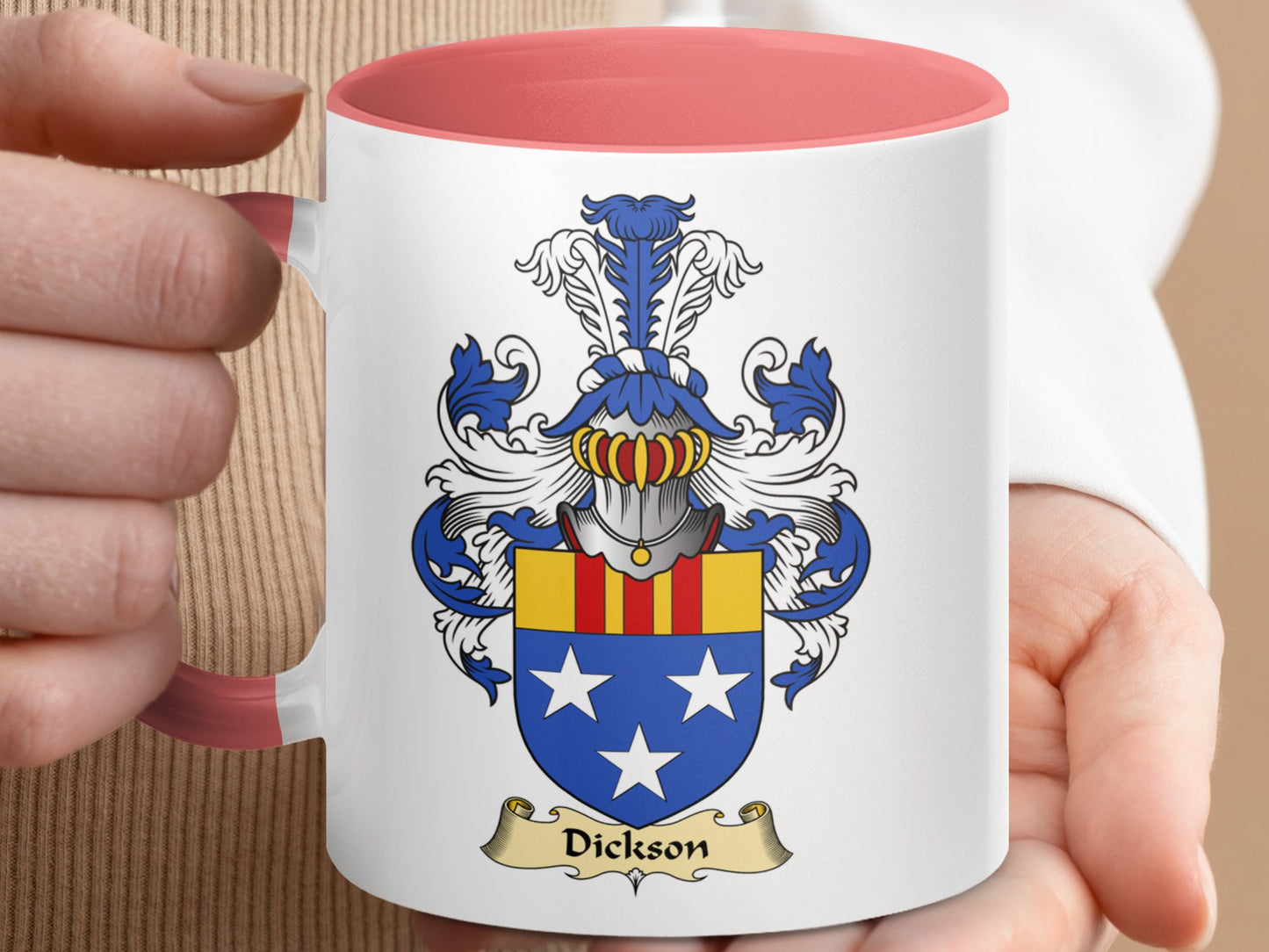 Clan Dickson Scottish coat of arms accent coffee Mug - Living Stone Gifts