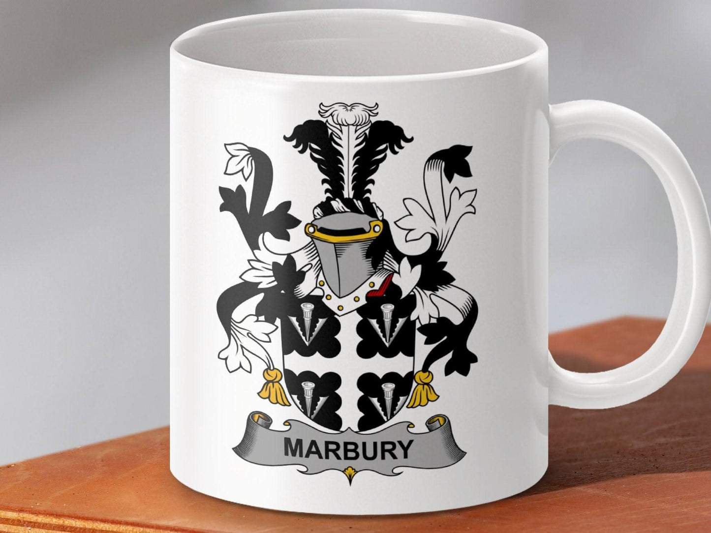 Marbury Surname Irish Family Crest Mug - Celtic Ancestry Gifts