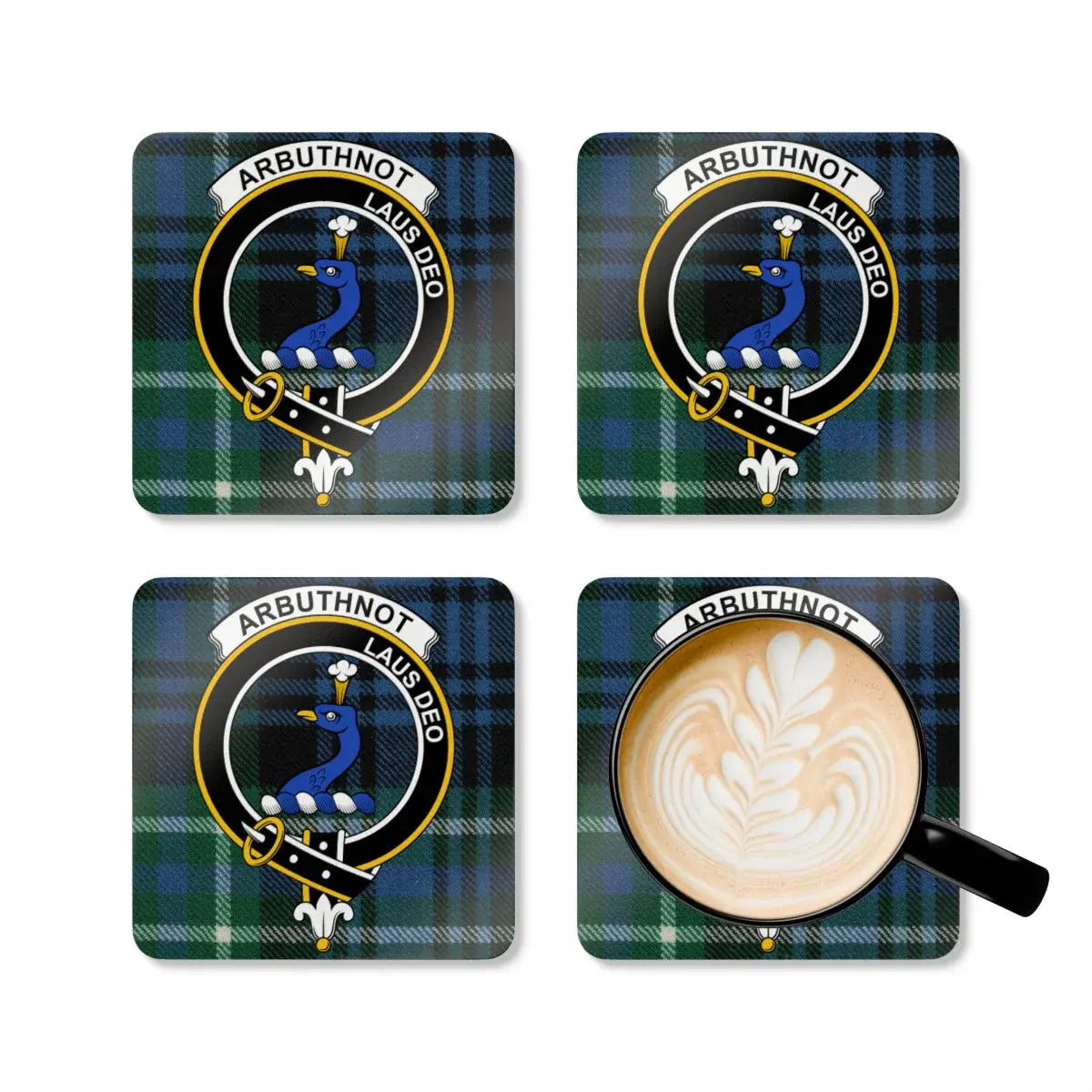 Arbuthnot Crest Plaid Pattern Print Coaster product type