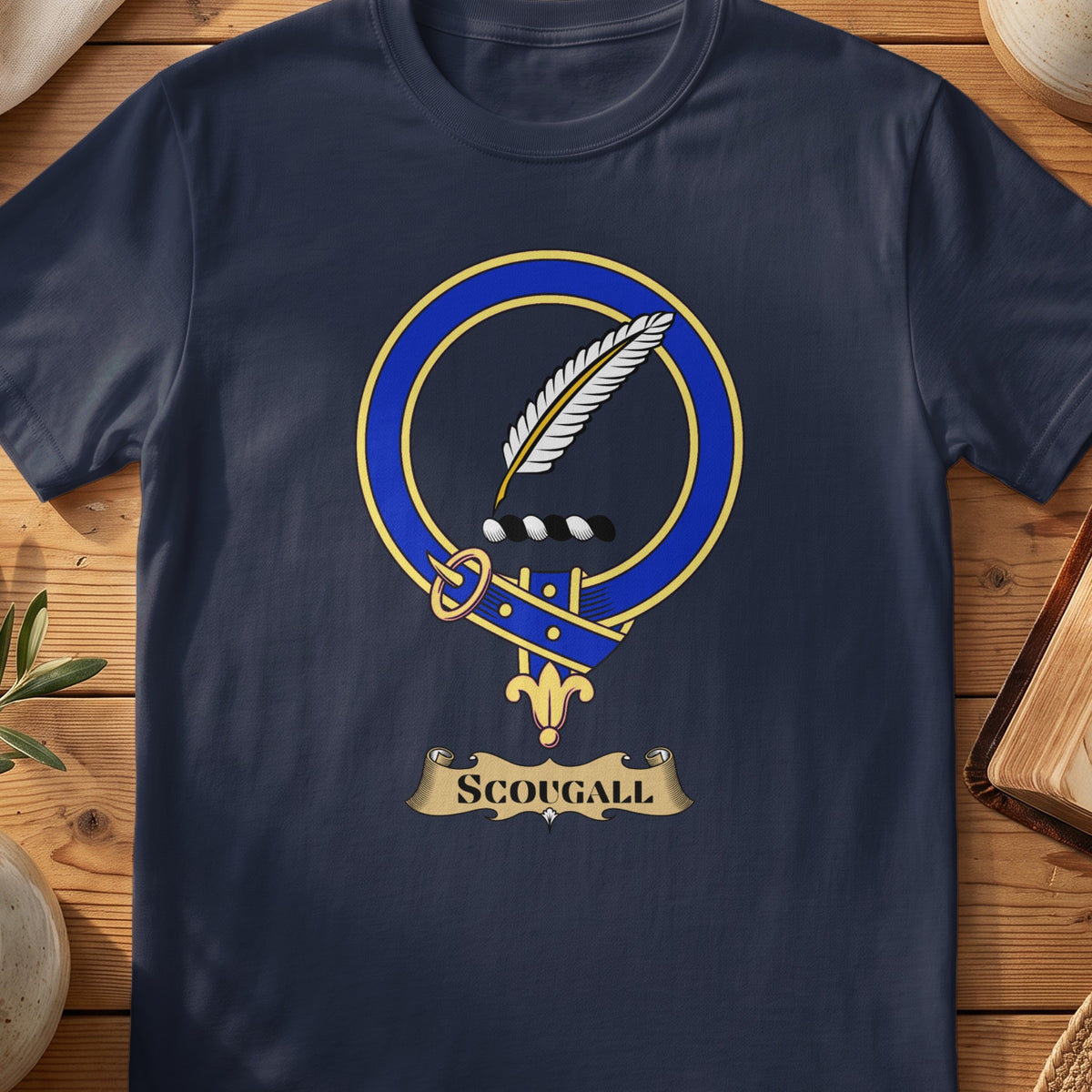 Scougall Scottish clan crest T-shirt in Navy
