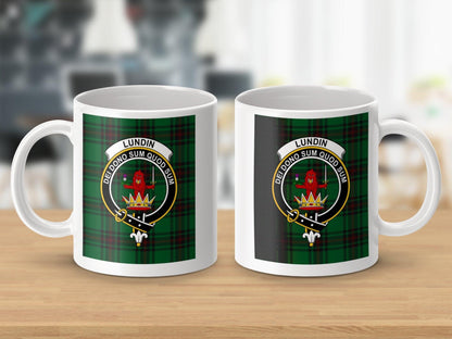 Scottish Clan Lundin Crest Tartan Plaid Design Mug - Living Stone Gifts