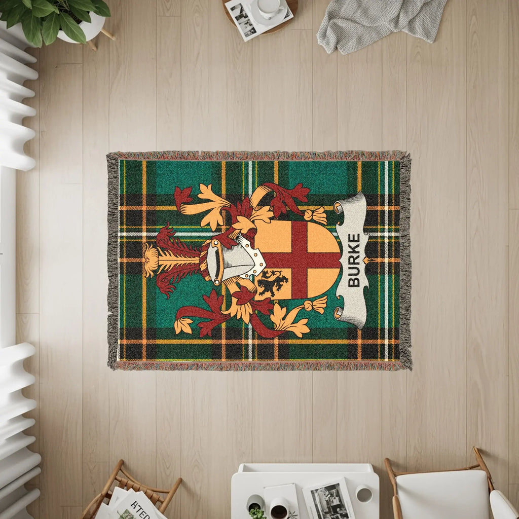 Burke Family Crest Tartan Plaid Green Gold product type