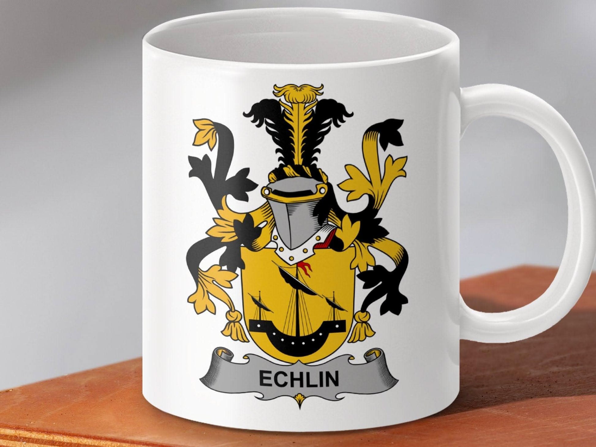 Echlin Surname Irish Family Crest Mug - Celtic Ancestry Gifts