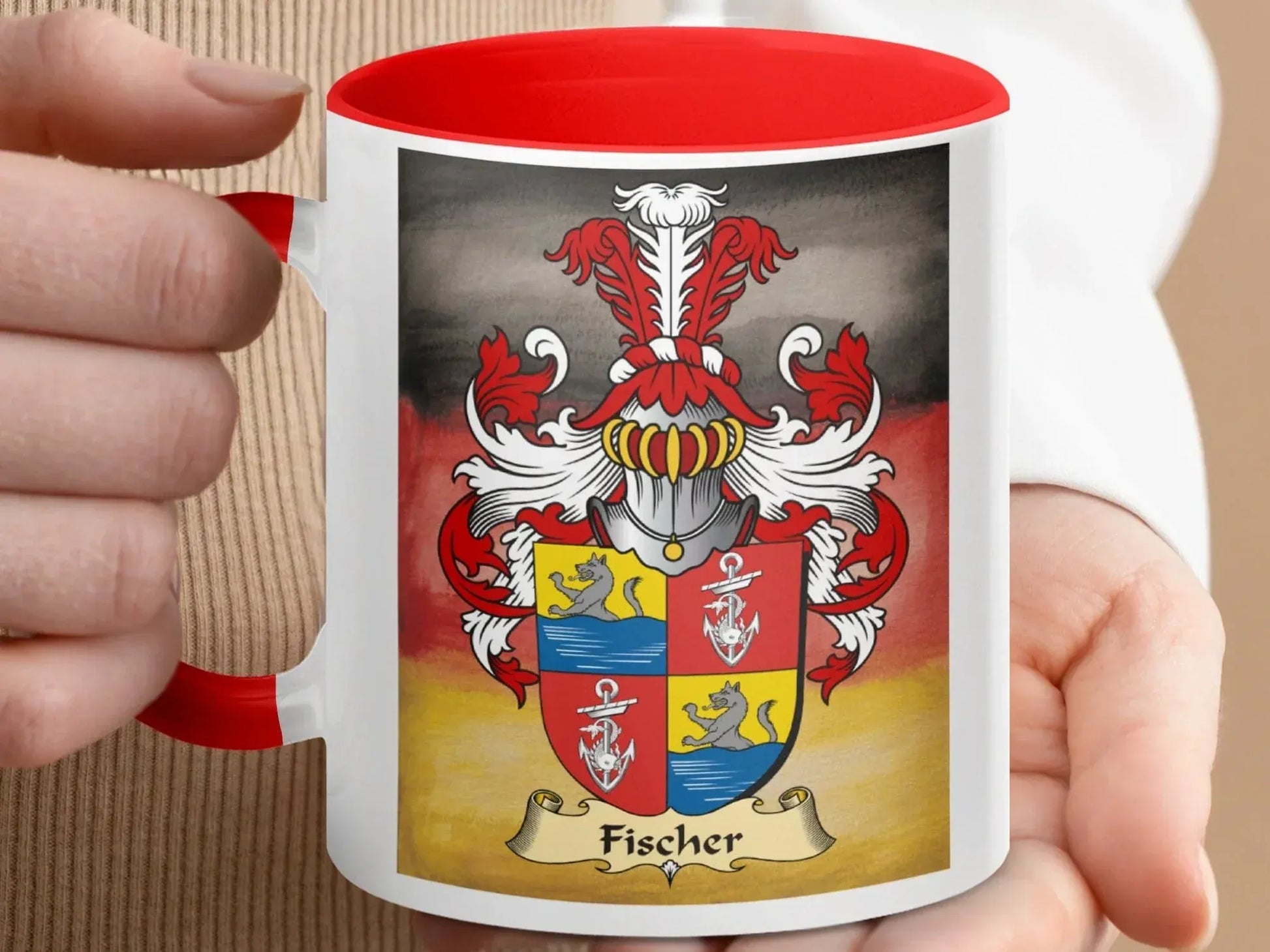 Fischer Family Crest Coat of Arms Ceramic Mug product