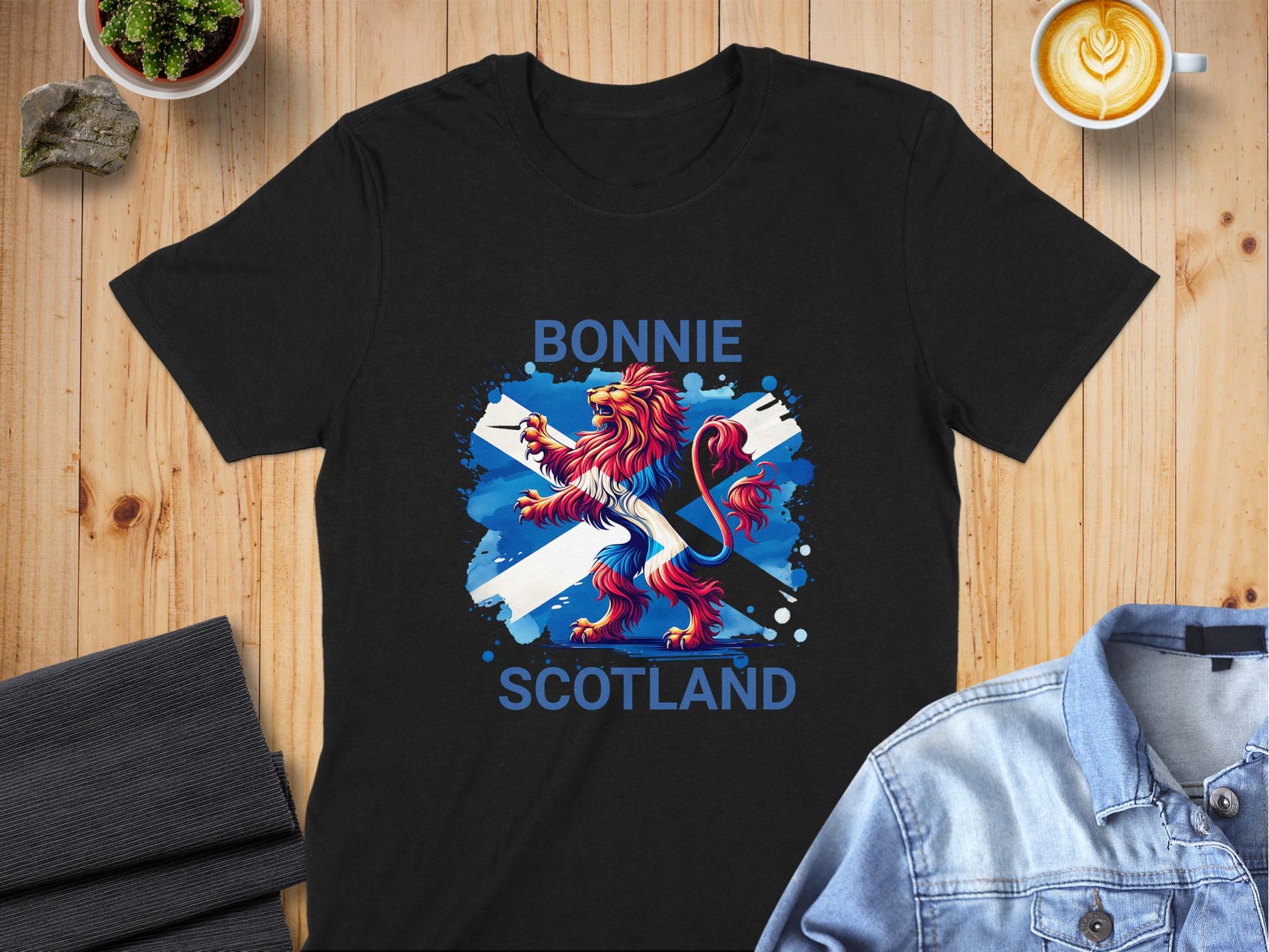 Bonnie Scotland Lion Vibrant Graphic Print T-Shirt - Living Stone Gifts