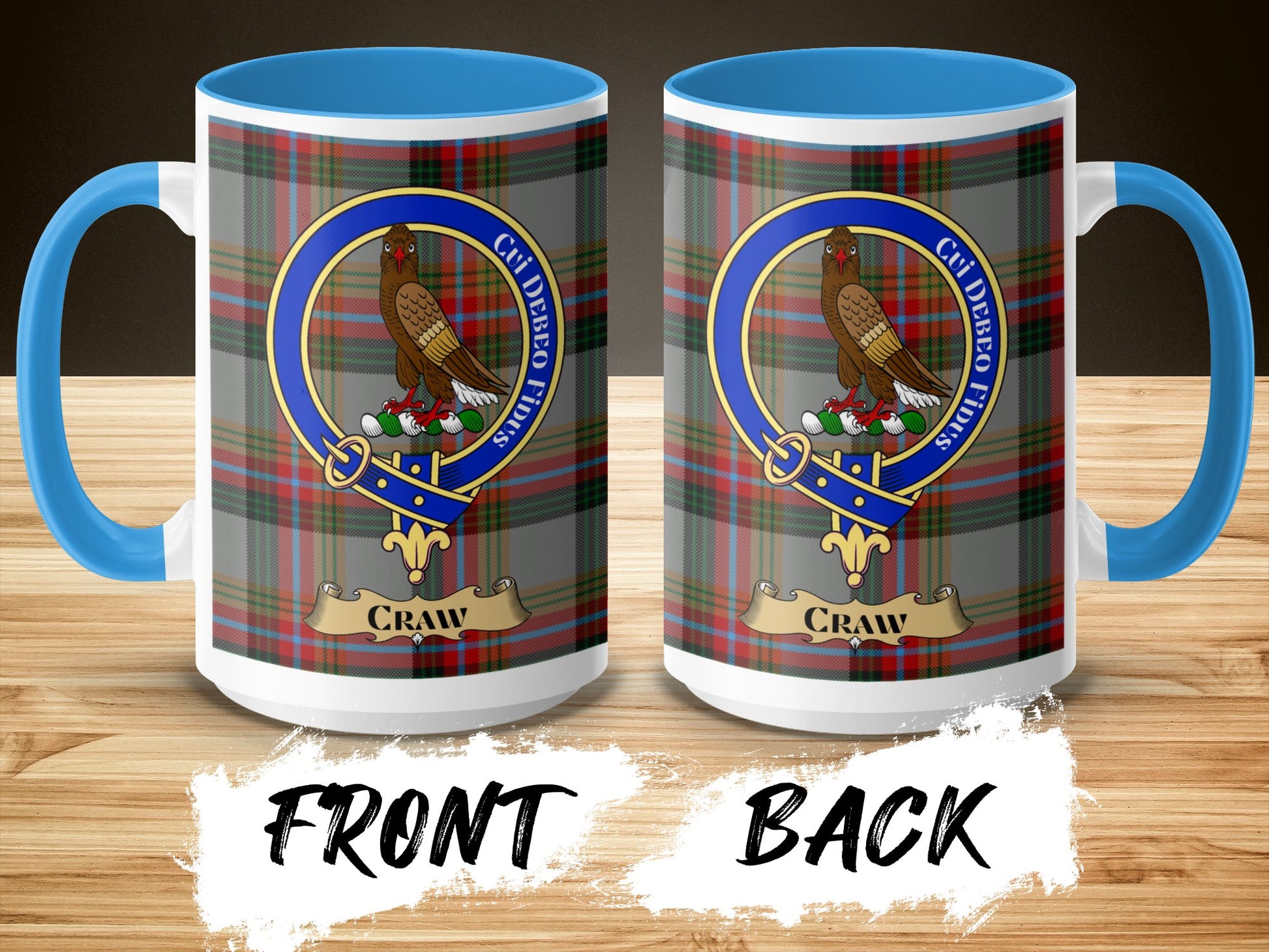 Clan Crawford Tartan Emblem with Craw Design Mug - Living Stone Gifts