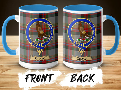 Clan Crawford Tartan Emblem with Craw Design Mug - Living Stone Gifts