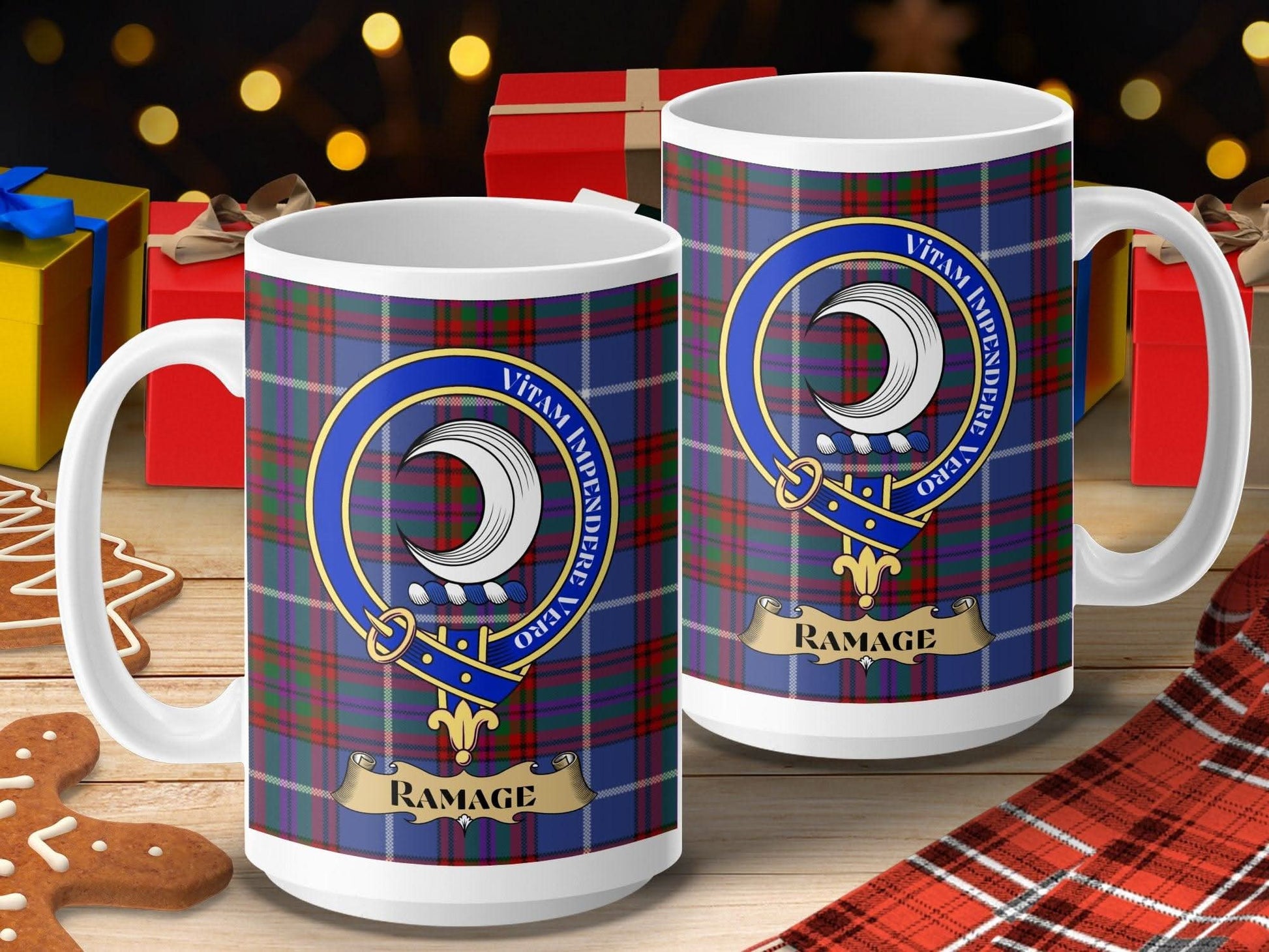 Tartan Clan Crest Mug with Scottish Family Name product type