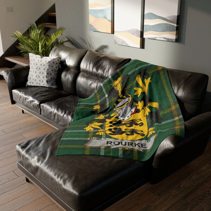 Rourke Surname Irish Coat Of Arms Tartan Blanket
