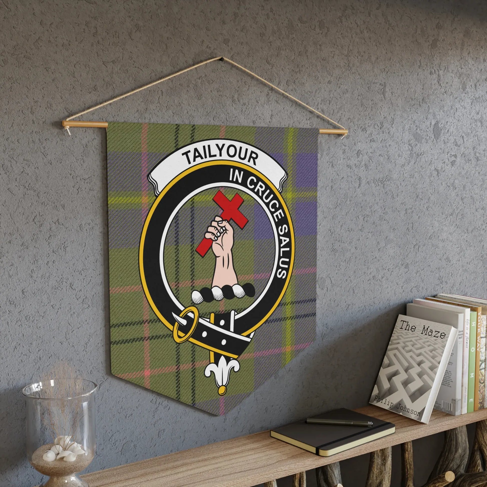 Clan Crest Wall Hanging with Tartan Background product
