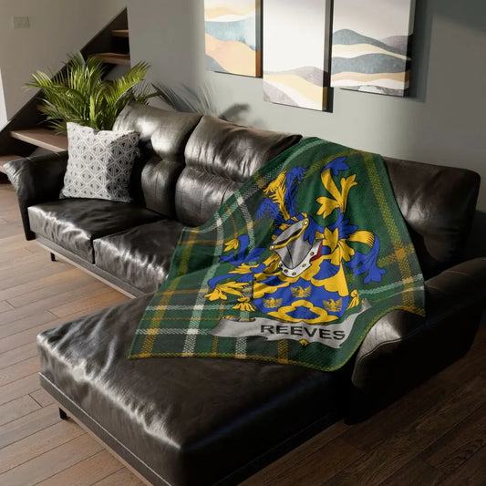 Personalized Family Crest Plaid Blanket Reeves Product