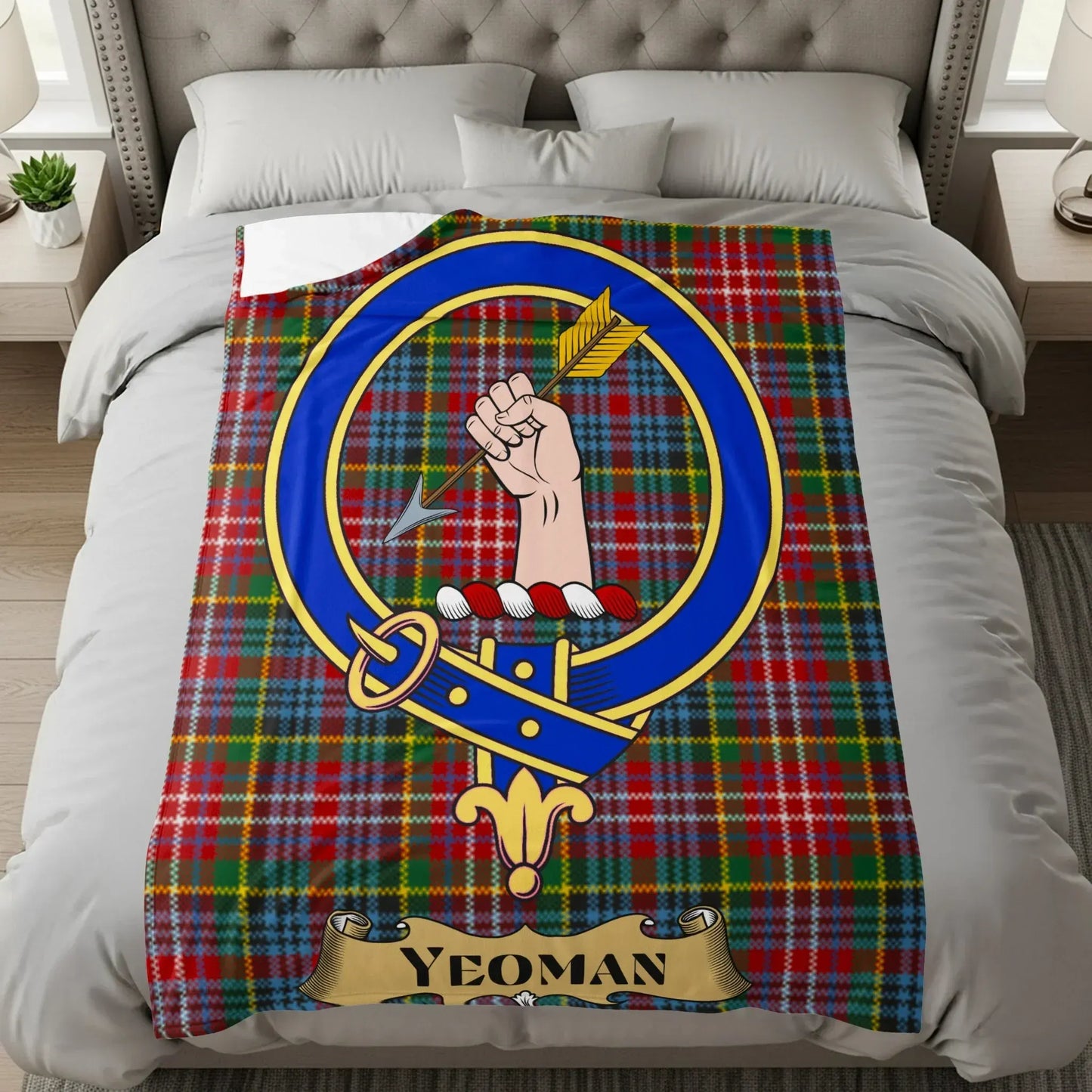 Vibrant Yeoman Clan Crest Plaid Pattern Bedding product