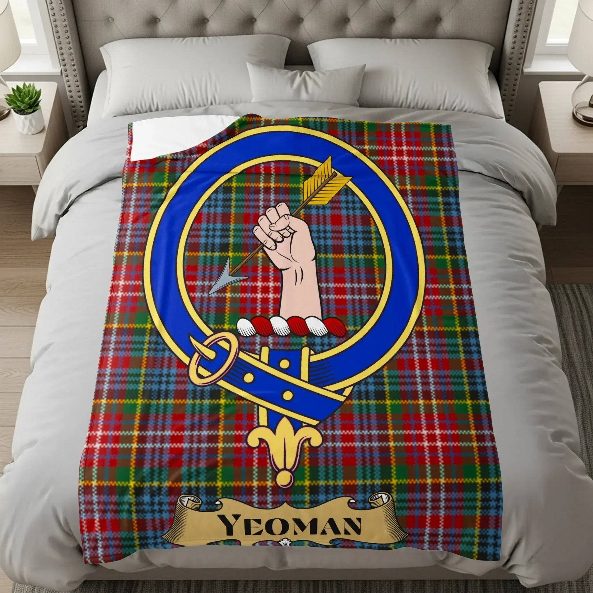 Vibrant Yeoman Clan Crest Plaid Pattern Bedding product