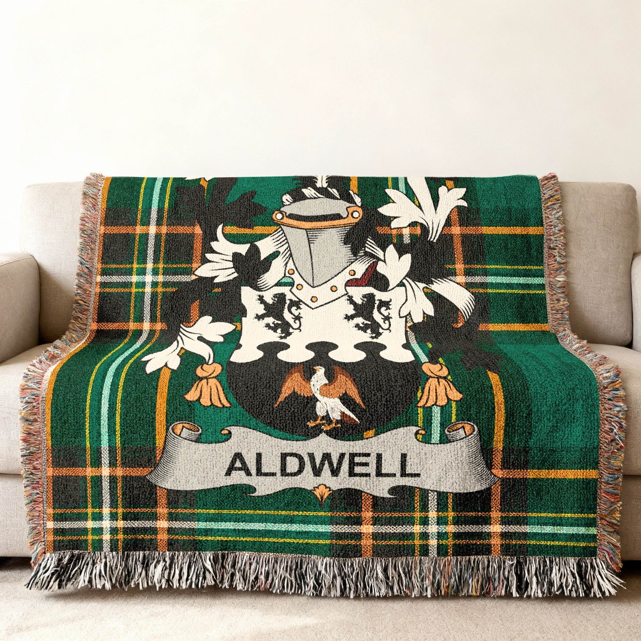 Aldwell Coat Arms Green Plaid Tartan Heraldic Pattern product type
