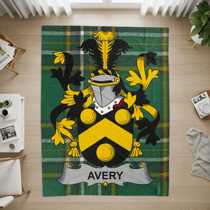 Avery Family Crest on Plaid Background Rug product