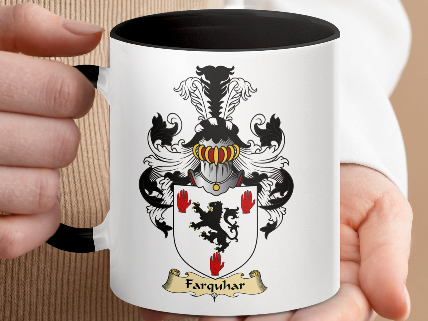 Clan Farquhar Scottish coat of arms accent coffee mug - Living Stone Gifts