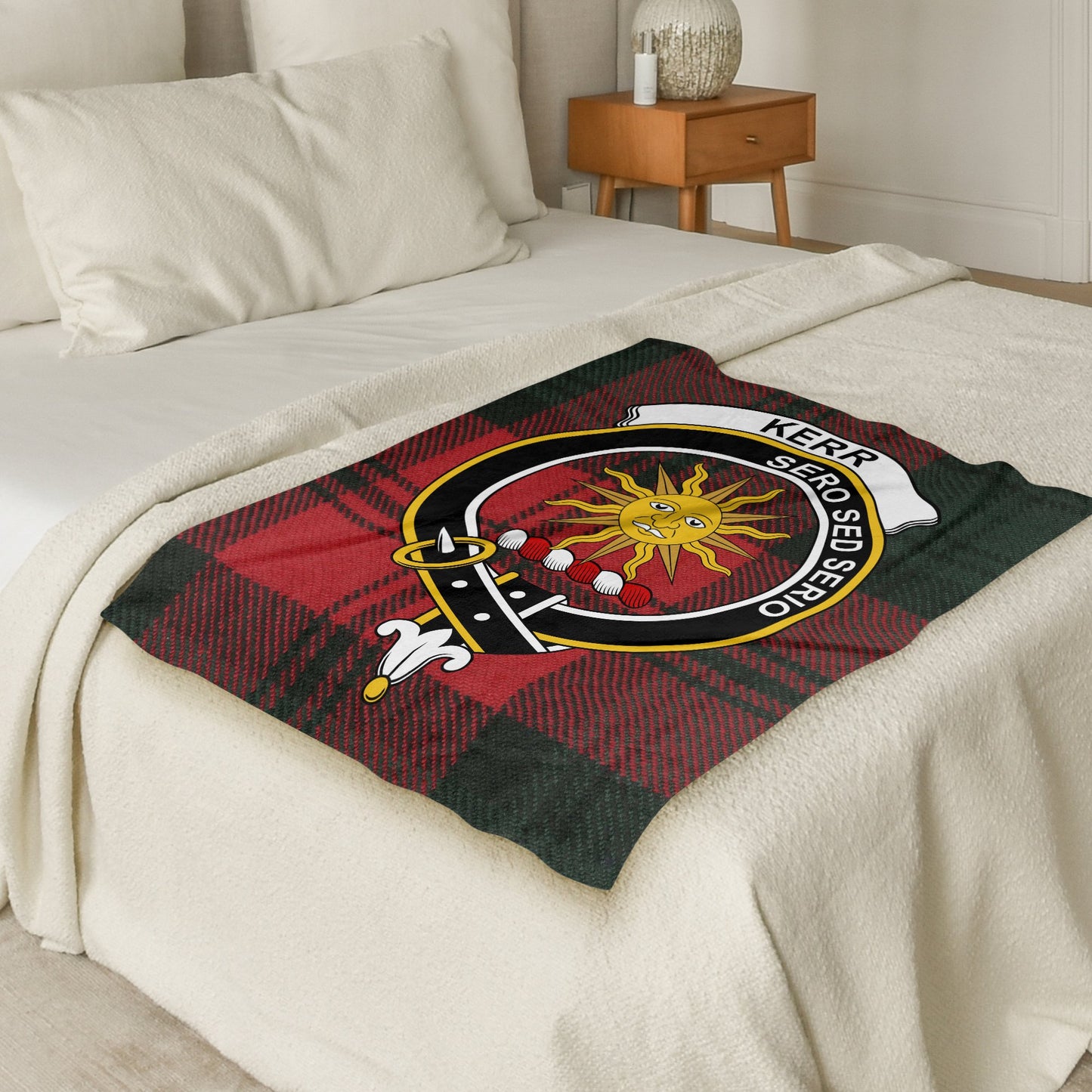 Scottish Clan Kerr Crest Tartan Blanket - Living Stone Gifts