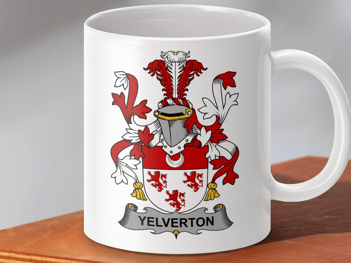 Yelverton Family Crest Design on Ceramic Mug - Celtic Ancestry Gifts