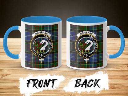 Traditional Brisbane Clan Crest Plaid Design Mug - Living Stone Gifts