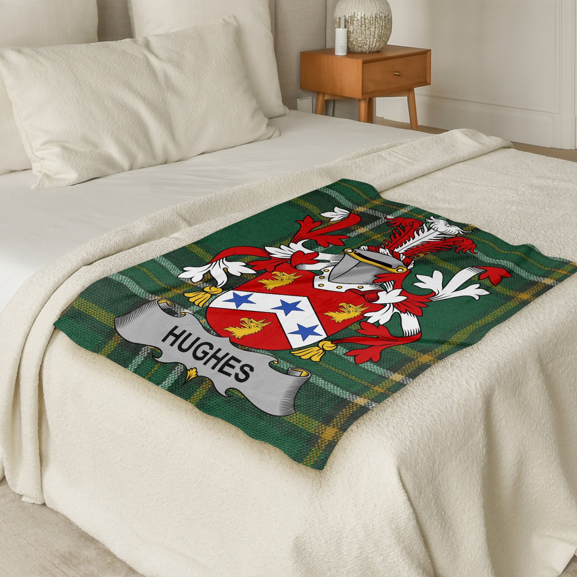 Hughes Surname Irish Tartan Throw Blanket - Living Stone Gifts