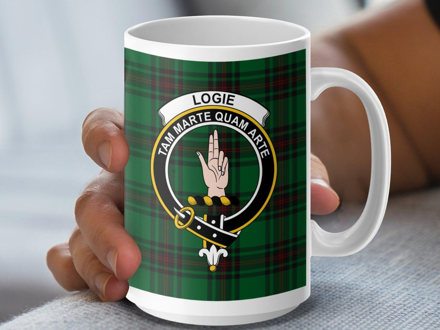 Scottish Clan Logie Tartan Crest Plaid Design Mug - Living Stone Gifts