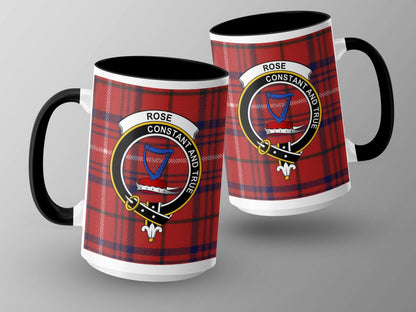 Scottish Clan Rose Constant and True Crest Tartan Mug - Living Stone Gifts