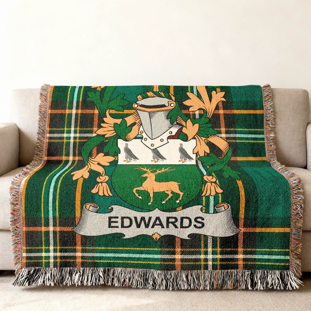Edwards Family Crest Green Tartan Plaid Throw Blanket product type