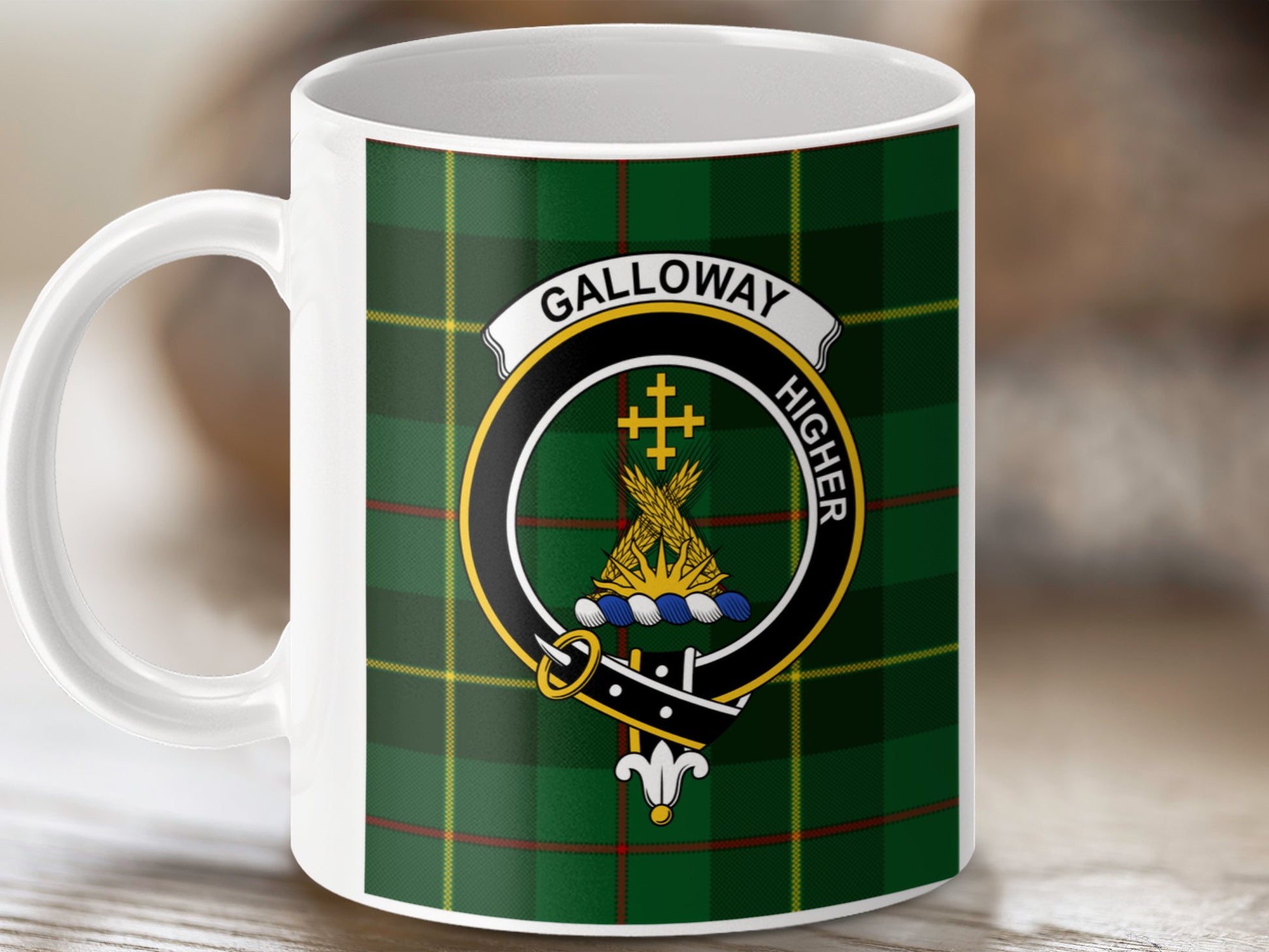 Clan Galloway Scottish Tartan Crest Mug - Living Stone Gifts