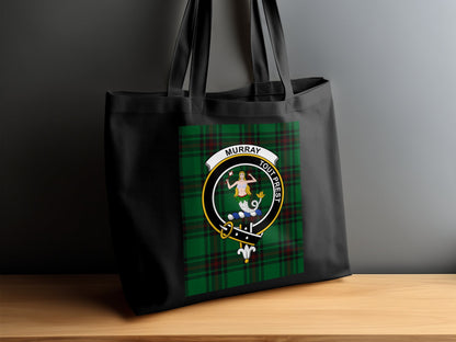 Scottish Clan Crest on Tartan Background Tote Bag - Living Stone Gifts