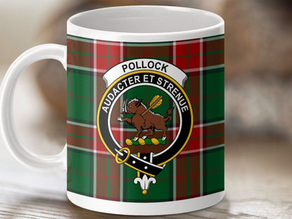 Pollock Clan Tartan Mug with Family Crest product type