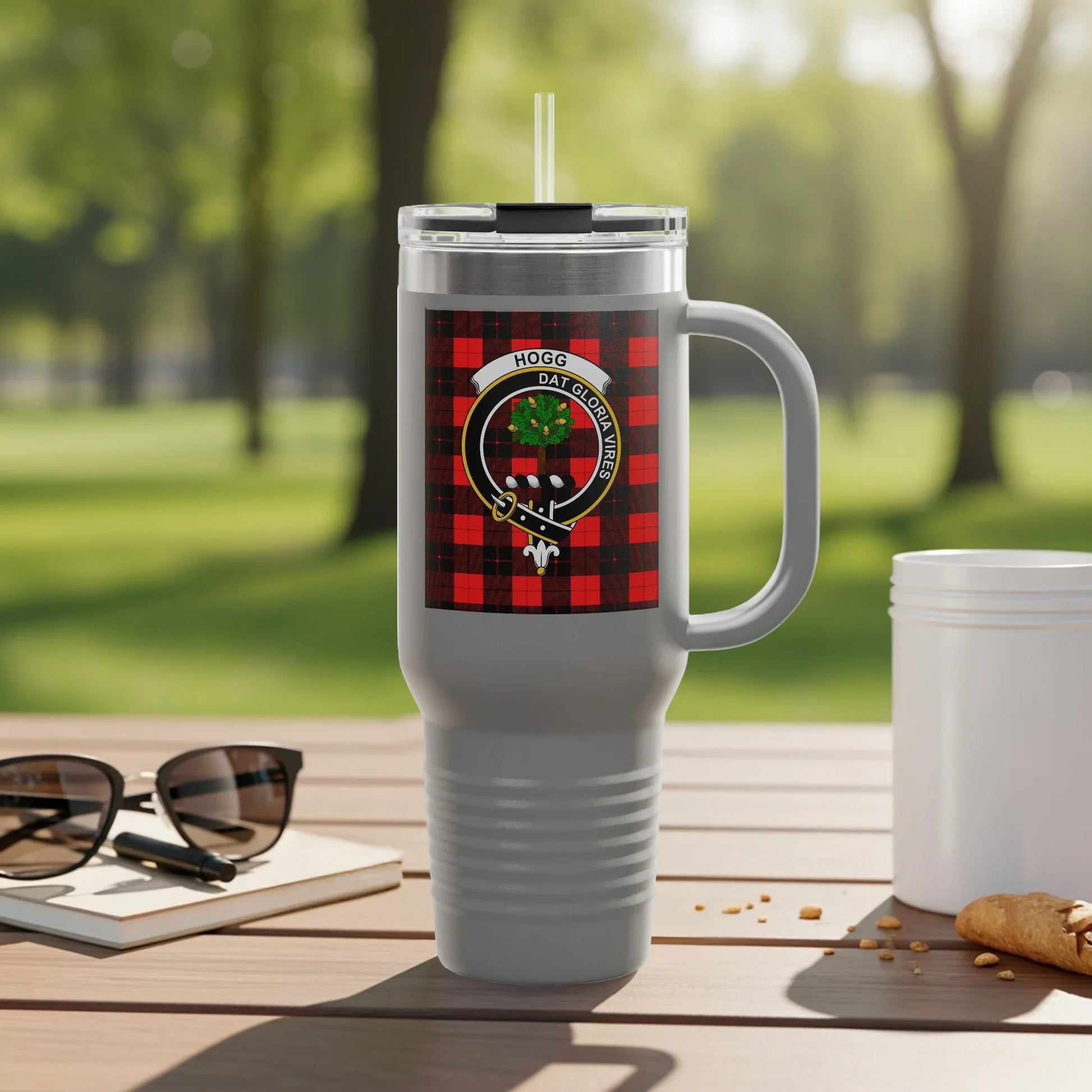 Stylish Red Plaid Beverage Holder Tumblers product