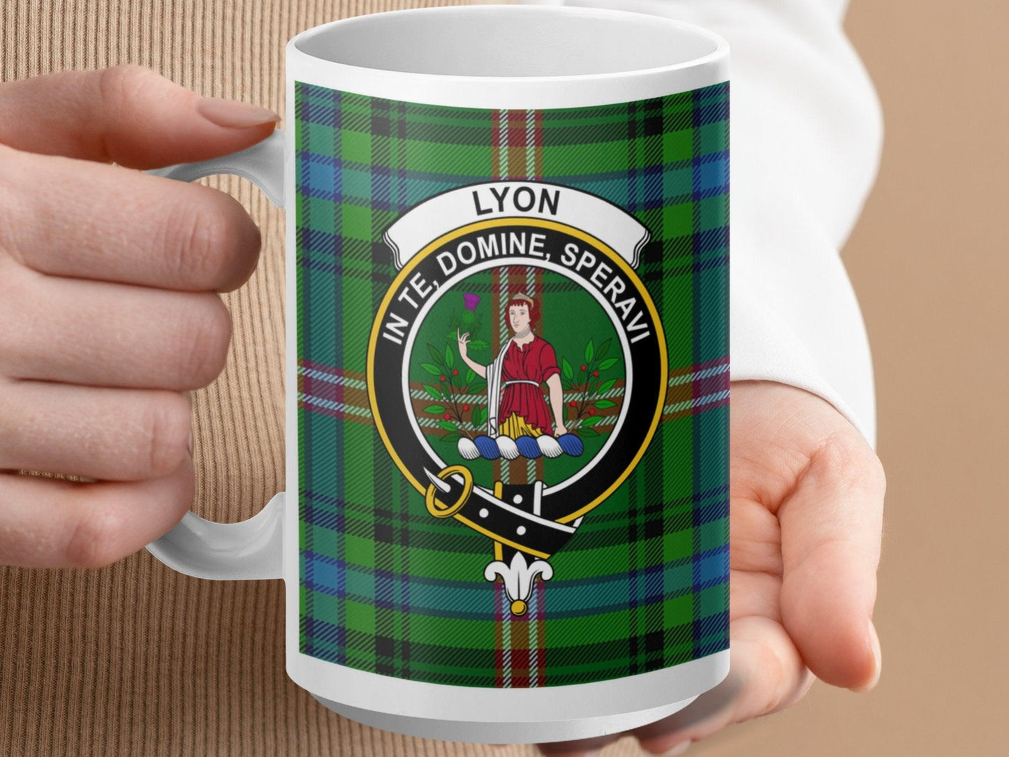 Scottish Clan Lyon Tartan Plaid Crest Design Mug - Living Stone Gifts